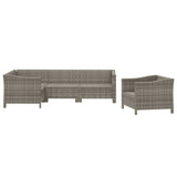 5 Piece Garden Lounge Set with Cushions Grey Poly Rattan - Top-Down View