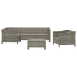 6 Piece Garden Lounge Set with Cushions Grey Poly Rattan - Top-Down View