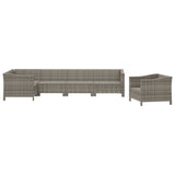 6 Piece Garden Lounge Set with Cushions Grey Poly Rattan - Top-Down View