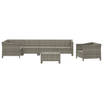 7 Piece Garden Lounge Set with Cushions Grey Poly Rattan