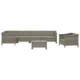 7 Piece Garden Lounge Set with Cushions Grey Poly Rattan - Top-Down View