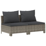 7 Piece Garden Lounge Set with Cushions Grey Poly Rattan - Rear View