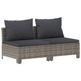 8 Piece Garden Lounge Set with Cushions Grey Poly Rattan - Rear View