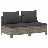7 Piece Garden Lounge Set with Cushions Grey Poly Rattan