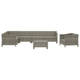 8 Piece Garden Lounge Set with Cushions Grey Poly Rattan - Top-Down View