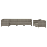 7 Piece Garden Lounge Set with Cushions Grey Poly Rattan - Top-Down View