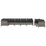 8 Piece Garden Lounge Set with Cushions Grey Poly Rattan - Side View