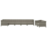8 Piece Garden Lounge Set with Cushions Grey Poly Rattan