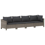 8 Piece Garden Lounge Set with Cushions Grey Poly Rattan