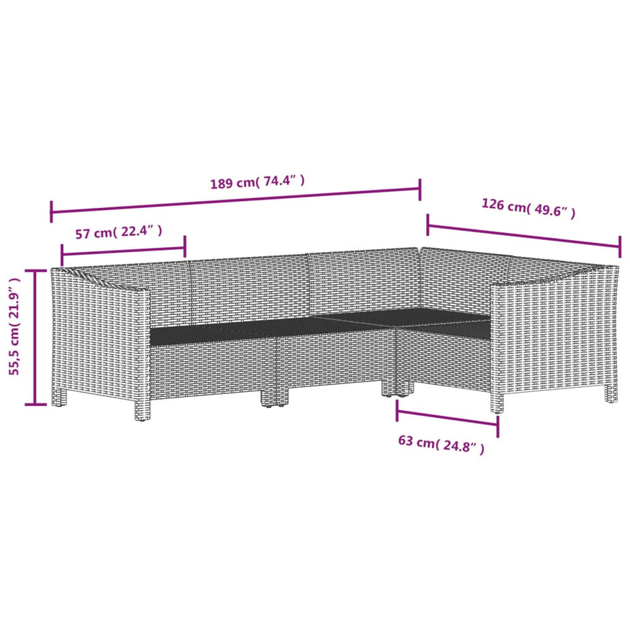 9 Piece Garden Lounge Set with Cushions Grey Poly Rattan