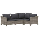 6 Piece Garden Lounge Set with Cushions Grey Poly Rattan - 45-Degree Angle