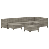 7 Piece Garden Lounge Set with Cushions Grey Poly Rattan - Top-Down View
