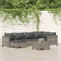 7 Piece Garden Lounge Set with Cushions Grey Poly Rattan