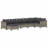 7 Piece Garden Lounge Set with Cushions Grey Poly Rattan - Side View