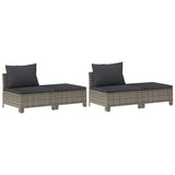 8 Piece Garden Lounge Set with Cushions Grey Poly Rattan - Rear View