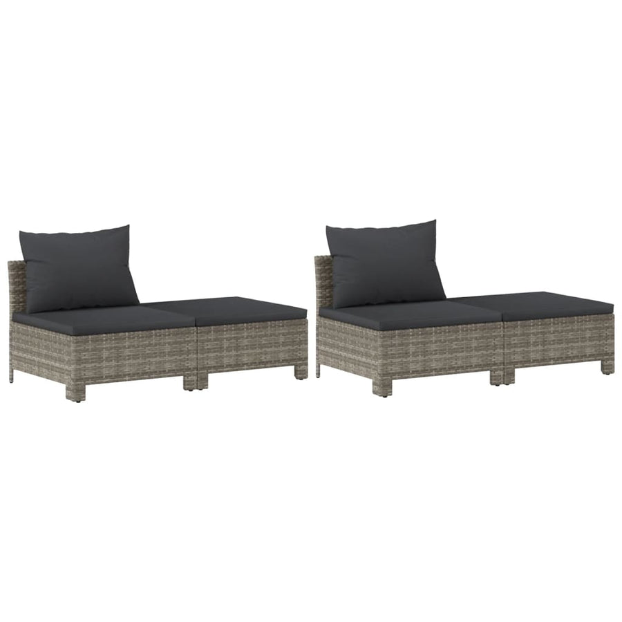 8 Piece Garden Lounge Set with Cushions Grey Poly Rattan