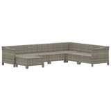 7 Piece Garden Lounge Set with Cushions Grey Poly Rattan