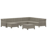 8 Piece Garden Lounge Set with Cushions Grey Poly Rattan - Top-Down View