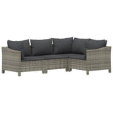 8 Piece Garden Lounge Set with Cushions Grey Poly Rattan - 45-Degree Angle