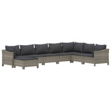 8 Piece Garden Lounge Set with Cushions Grey Poly Rattan - Side View