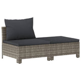 8 Piece Garden Lounge Set with Cushions Grey Poly Rattan - Rear View
