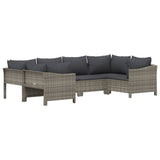 6 Piece Garden Lounge Set with Cushions Grey Poly Rattan - Side View