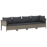 6 Piece Garden Lounge Set with Cushions Grey Poly Rattan - Rear View