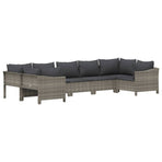 7 Piece Garden Lounge Set with Cushions Grey Poly Rattan