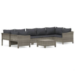 8 Piece Garden Lounge Set with Cushions Grey Poly Rattan