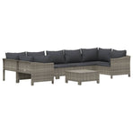 8 Piece Garden Lounge Set with Cushions Grey Poly Rattan