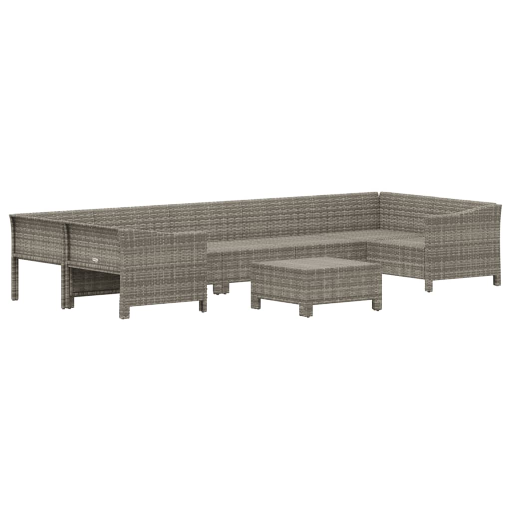 8 Piece Garden Lounge Set with Cushions Grey Poly Rattan