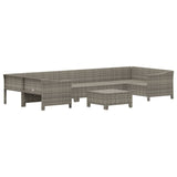 8 Piece Garden Lounge Set with Cushions Grey Poly Rattan