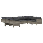 9 Piece Garden Lounge Set with Cushions Grey Poly Rattan