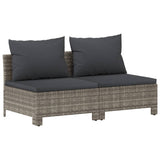 10 Piece Garden Lounge Set with Cushions Grey Poly Rattan - Close-Up Angle