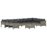 11 Piece Garden Lounge Set with Cushions Grey Poly Rattan - Side View