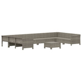 11 Piece Garden Lounge Set with Cushions Grey Poly Rattan - Top-Down View