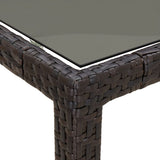 3 Piece Garden Dining Set with Cushions Brown Poly Rattan - Low Angle