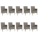 11 Piece Garden Dining Set with Cushions Grey Poly Rattan - Top-Down View