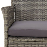 11 Piece Garden Dining Set with Cushions Grey Poly Rattan - Rear View