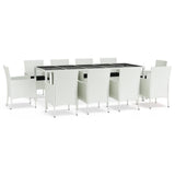 11 Piece Garden Dining Set with Cushions White Poly Rattan
