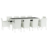 11 Piece Garden Dining Set with Cushions White Poly Rattan - Side View
