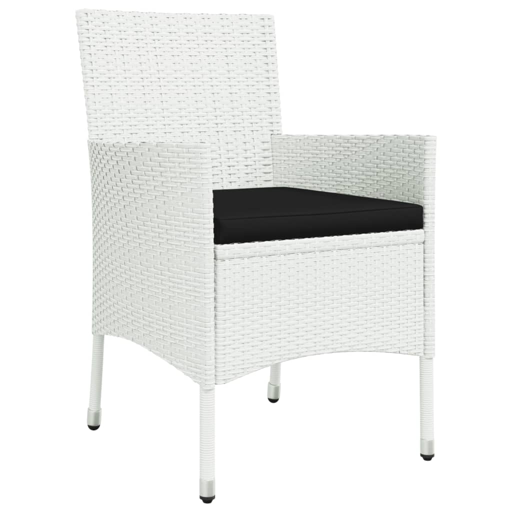 11 Piece Garden Dining Set with Cushions White Poly Rattan