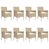 9 Piece Garden Dining Set with Cushions Beige Poly Rattan - Top-Down View