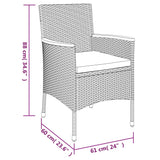 3 Piece Garden Dining Set with Cushions Black Poly Rattan - Extra Image