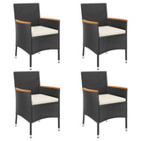 5 Piece Garden Dining Set with Cushions Black Poly Rattan - Top-Down View