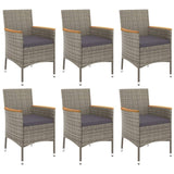 7 Piece Garden Dining Set with Cushions Grey Poly Rattan - Top-Down View