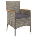 7 Piece Garden Dining Set with Cushions Grey Poly Rattan - 45-Degree Angle