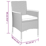 7 Piece Garden Dining Set with Cushions Grey Poly Rattan - Extra Image