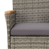 11 Piece Garden Dining Set with Cushions Grey Poly Rattan - Rear View