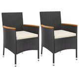 3 Piece Garden Dining Set with Cushions Black Poly Rattan - Top-Down View